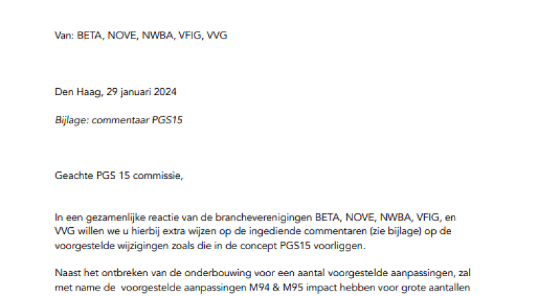 Bijgevoegde brief aan de beheerorganisatie